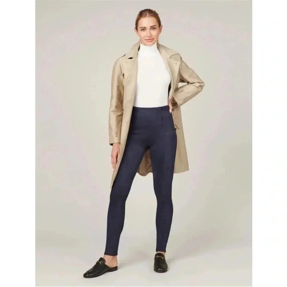 NWT Spanx Faux Suede Leggings Classic Navy Sz S